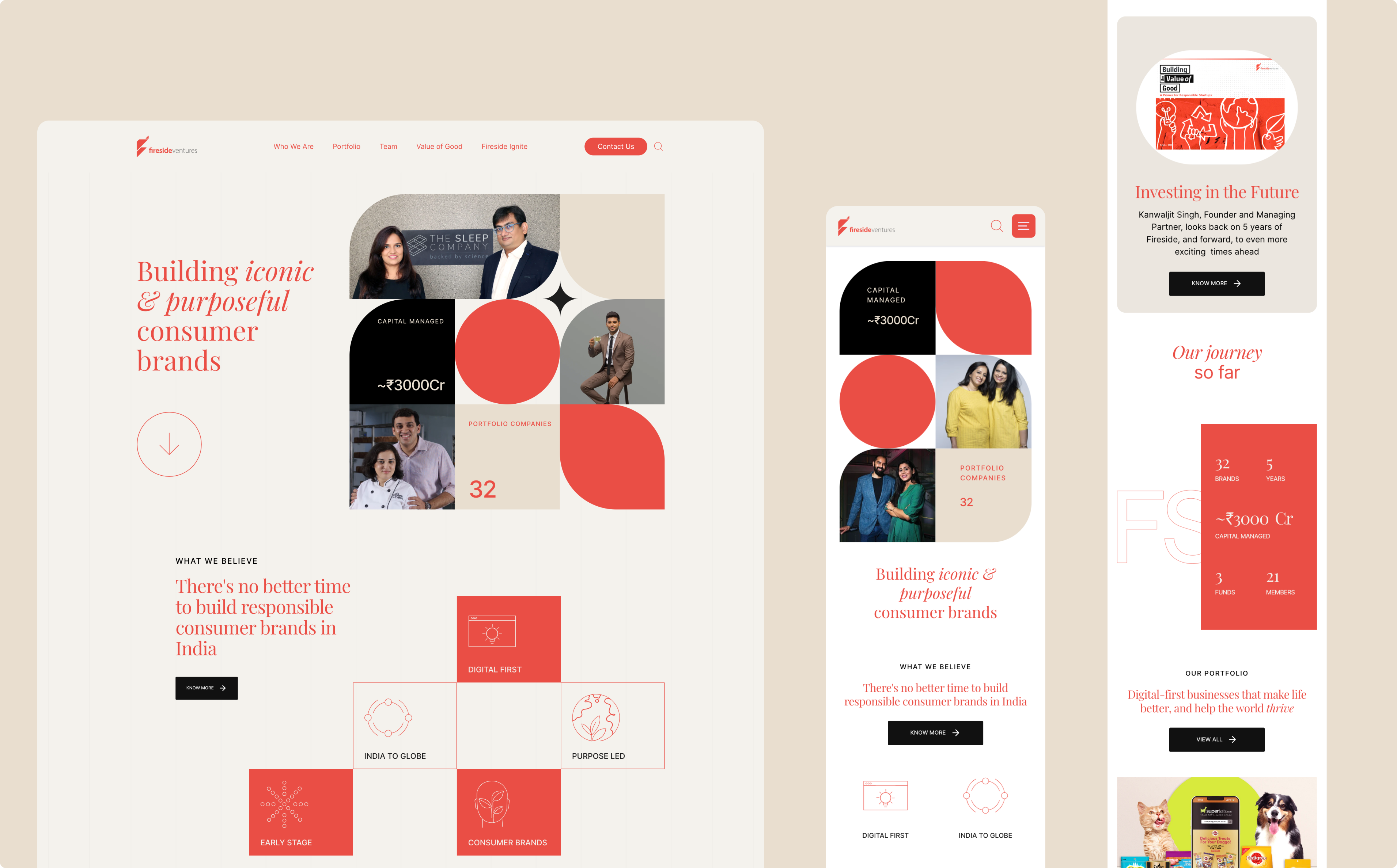 A modern website layout featuring images of diverse individuals, stylized graphics, and bold text in red and black. The tone is professional and dynamic